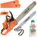 Moto Serra Motosserra á Gasolina Terra MT520 MT-520 2T 52cc 2,5HP Com 02 Sabres Ponta Rolante + óleo stihl 2T Motor Serra Leve e de Alto Desempenho Ideal Para Carpintaria Profissional