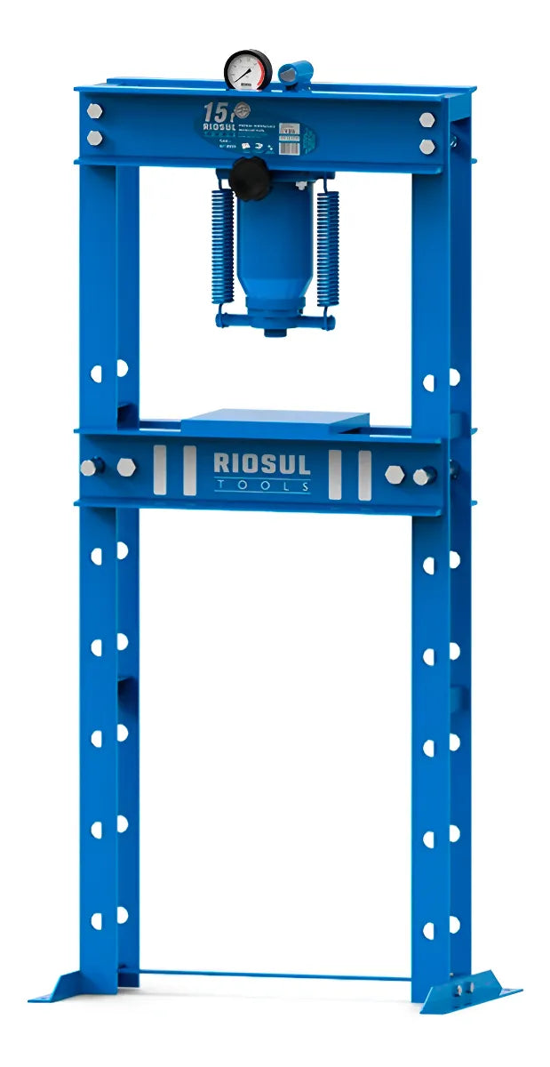 Prensa Hidráulica 15t Desmontável  Manômetro Riosul Tools Azul