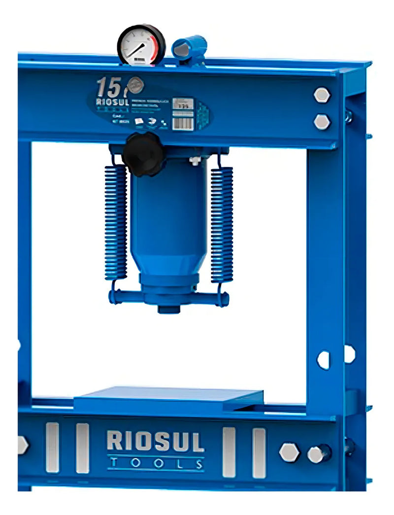 Prensa Hidráulica 15t Desmontável  Manômetro Riosul Tools Azul